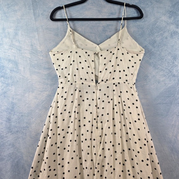 Lush Polka Dot Cutout Midi Dress White Black Ruffle Surplice Womens Size Medium - Picture 7 of 7